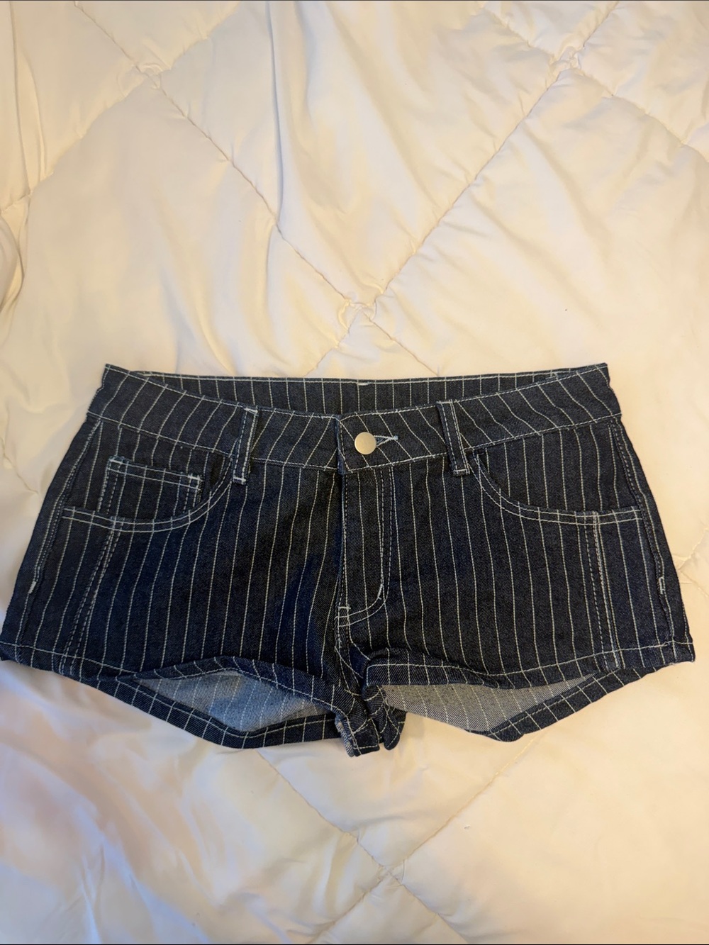 Striped Denim Women's Short - Navy